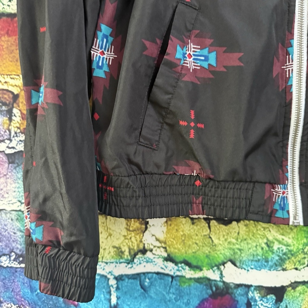 Empyre Windbreaker Aztec Hoodie Womens L Jacket Southwestern Zip Black Hoodie - Picture 7 of 14